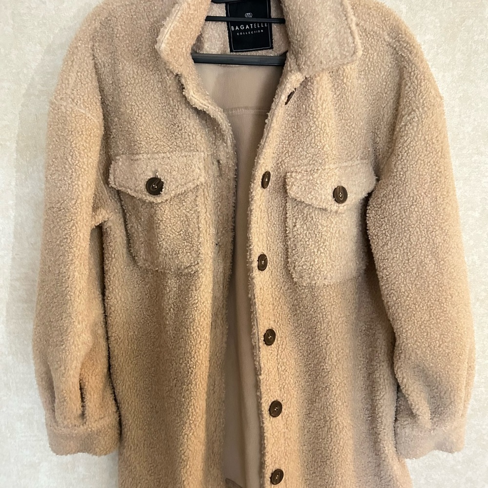 Bagatelle Women's Beige Teddy Jacket